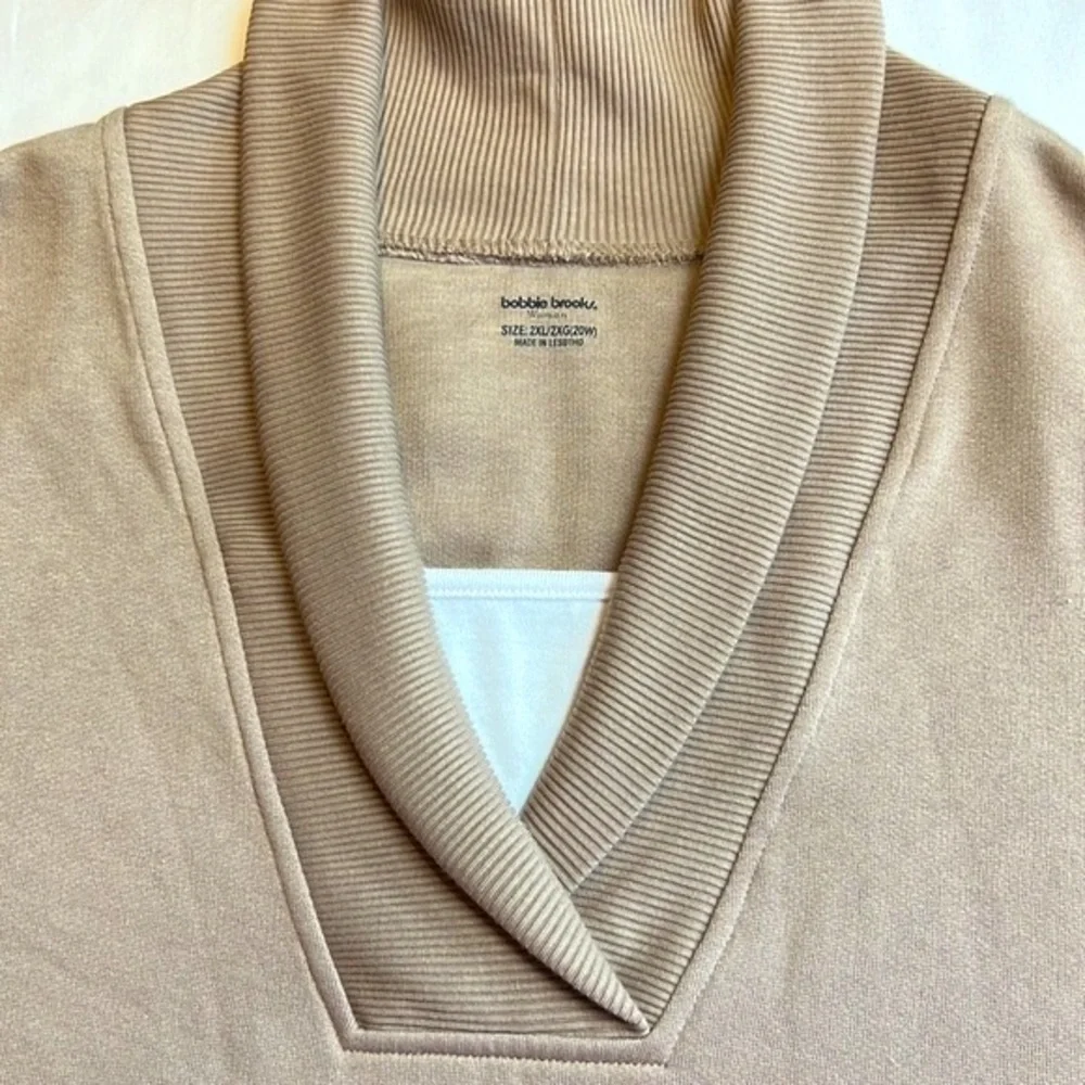 Bobby Brooks pull over fleece lined sweatshirt size 2 XL tan and white New - Picture 3 of 8